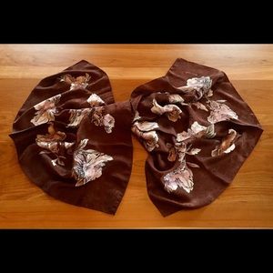 Burgundy Floral Brocade Silk Scarf